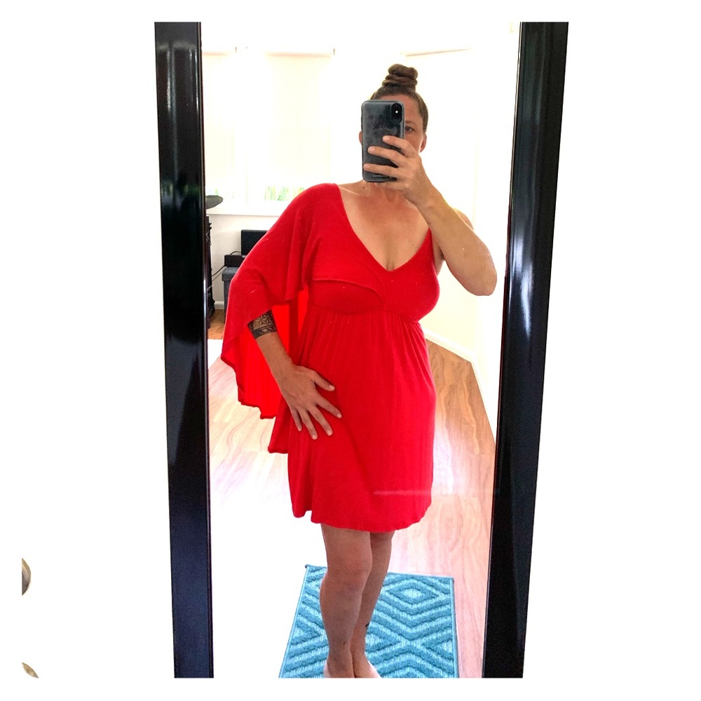 Red Cinnamon Dress w/ half cape